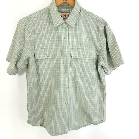 Woolrich Top Women's Medium Multicolor Plaid Cotton Button Front Short Sleeve - Picture 2 of 7